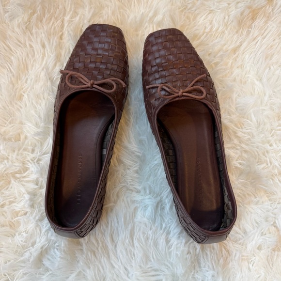 Freda Salvador Jada woven leather brown flats with bow detail size 10 women - Picture 7 of 11
